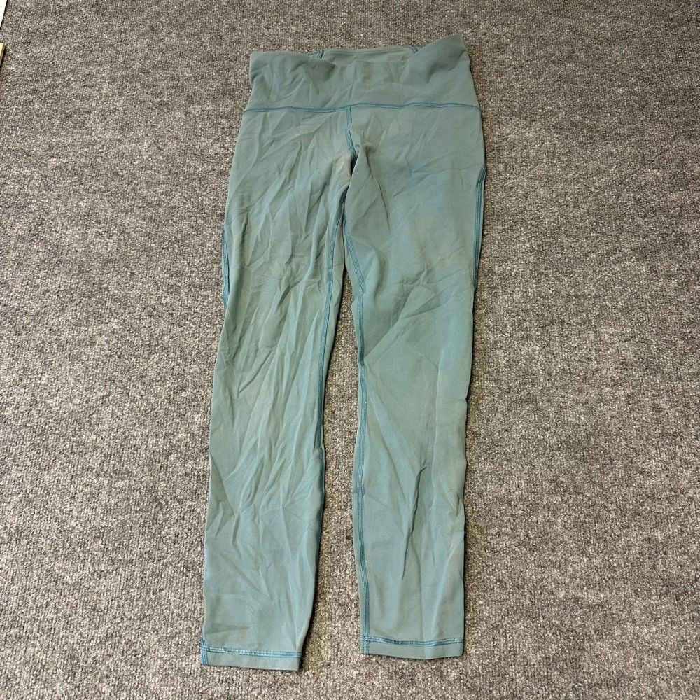 Lululemon Leggings Womens Size 8 Teal High Rise Athletic Yoga Stained Pants